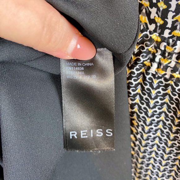REISS Stefania Printed Dress in Black Yellow Multi Size 8. - Picture 11 of 16